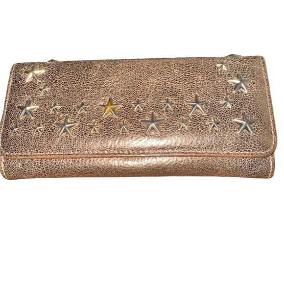 JIMMY CHOO Long Wallet Studs Leather Authentic USED EUC with Box and COA - Picture 4 of 9